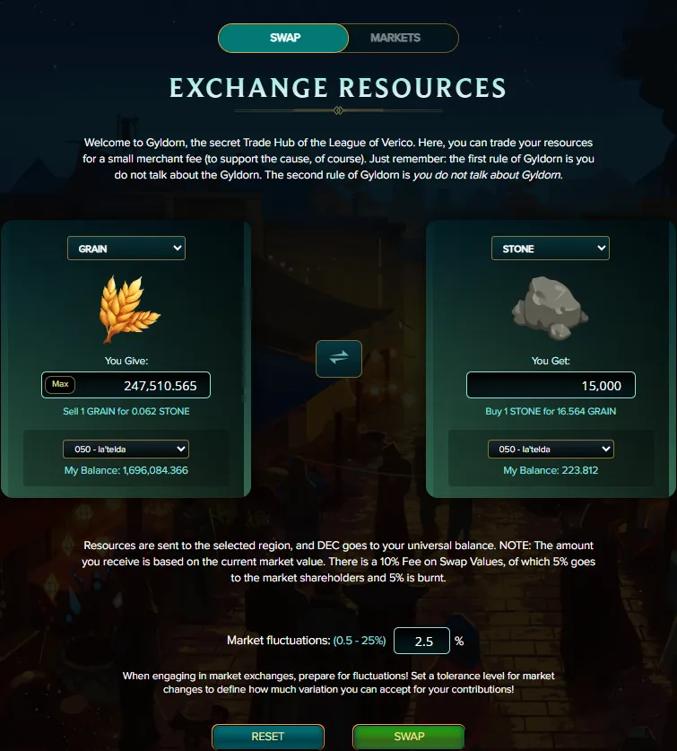 Swap excess Grain for Stone