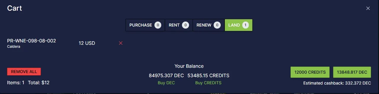 2nd Land Purchase via monstermarket.io
