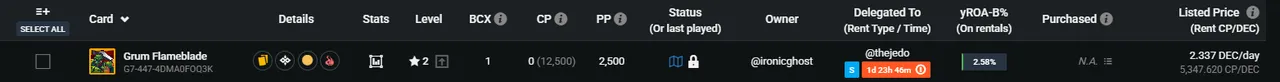 Grum Flameblade Rental Cost