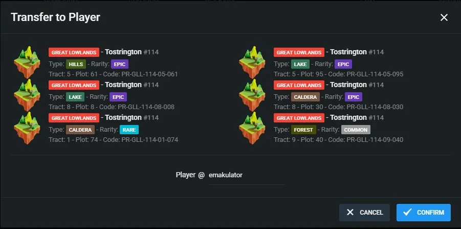 Finalized trade after the plots were unlocked