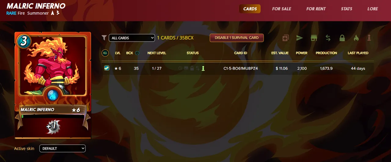 Screenshot from splinterlands.com