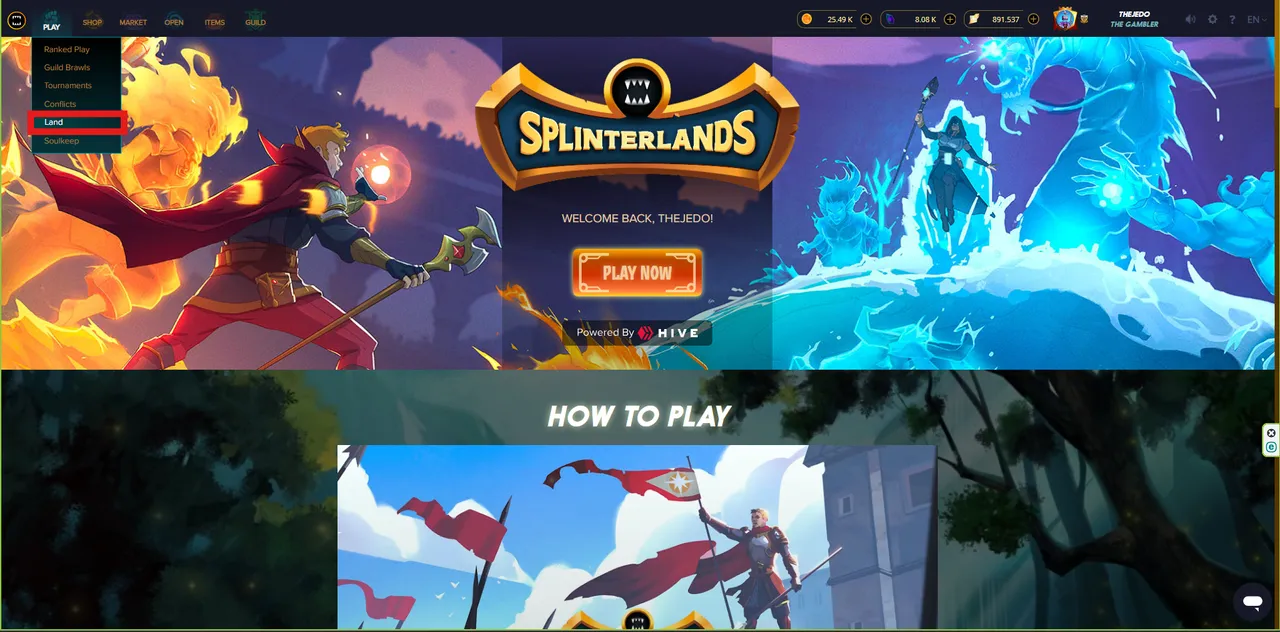 Splinterlands homepage