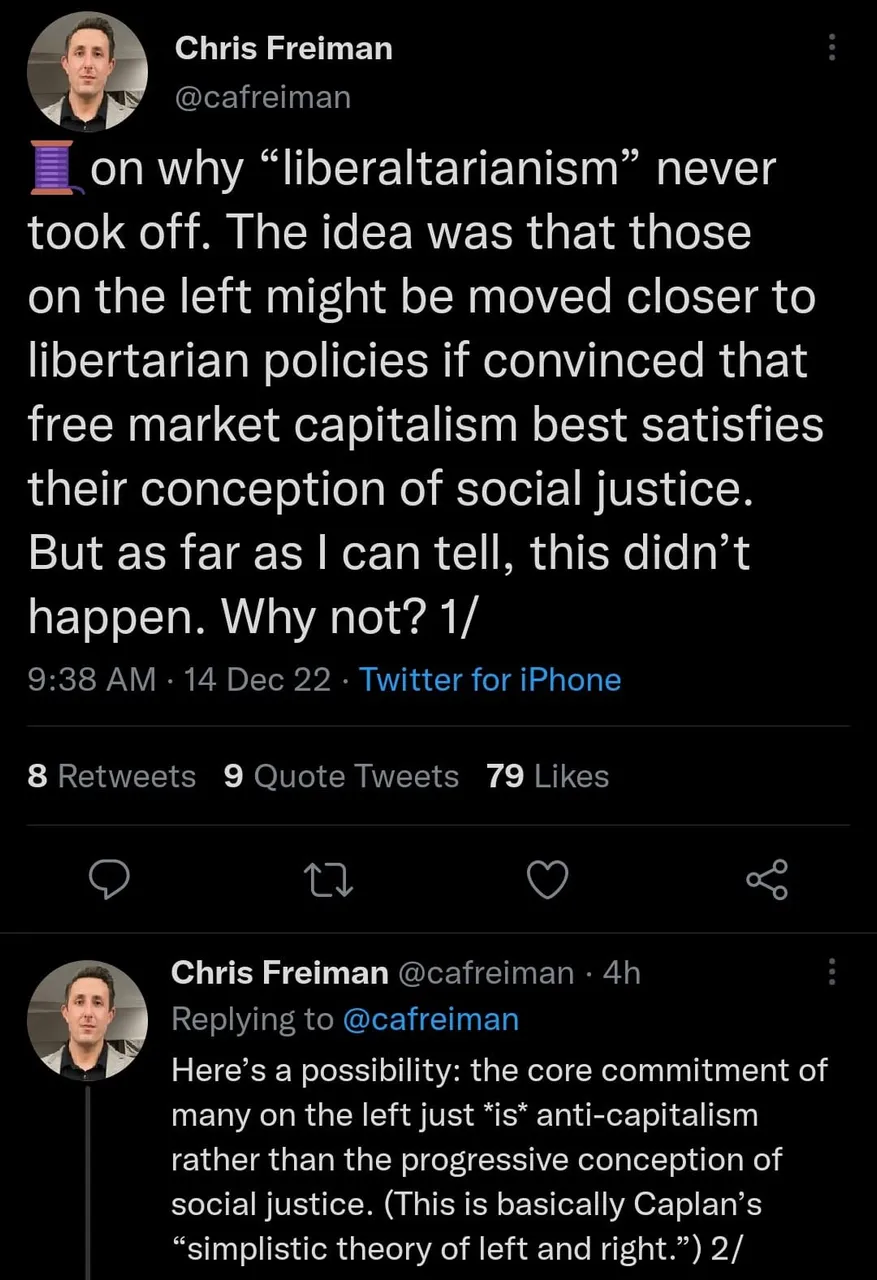 The ironic part of this is that only libertarianism worth a damn is left-libertarianism.
