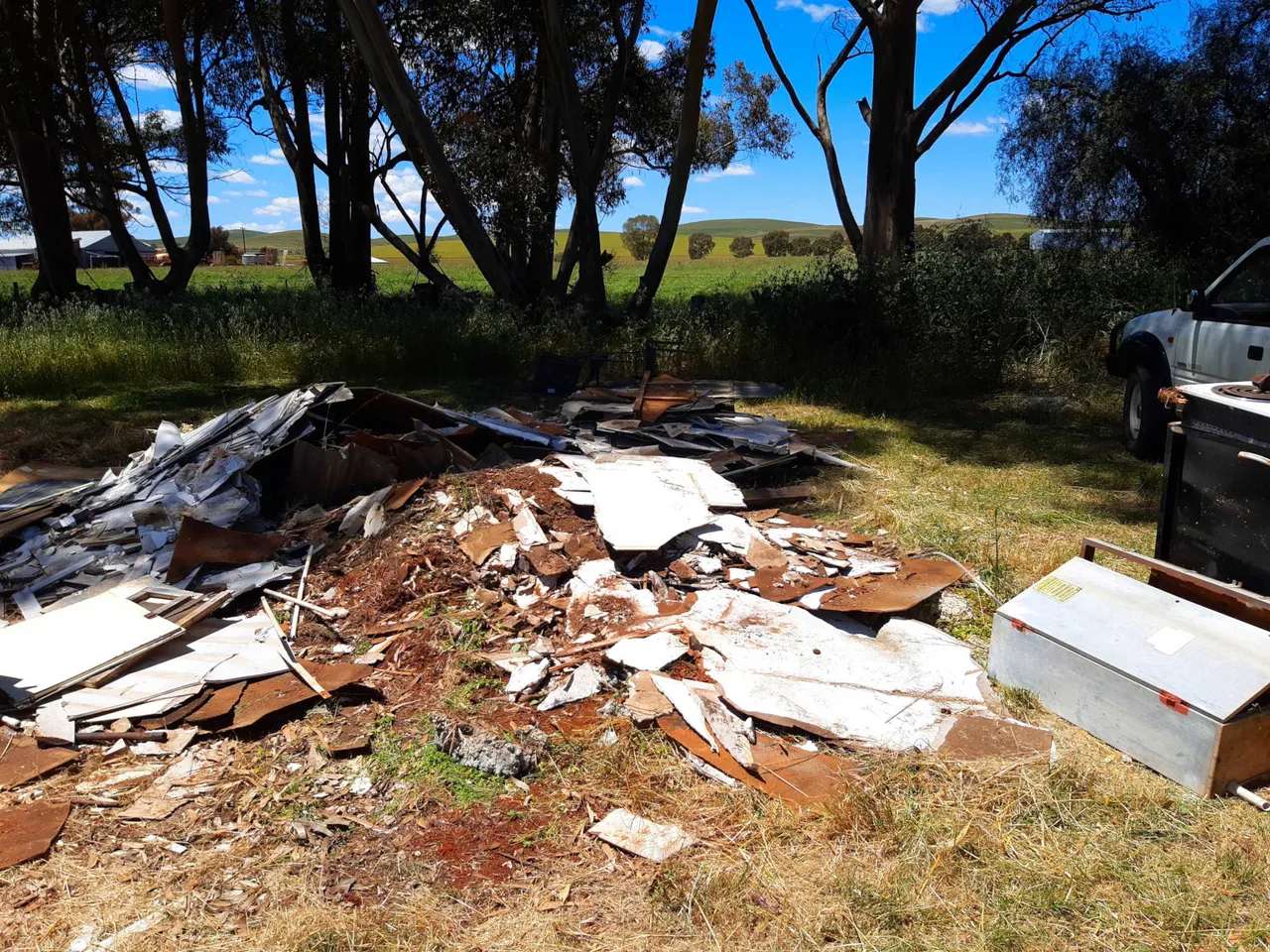 Slightly smaller pile of building materials from a demolition