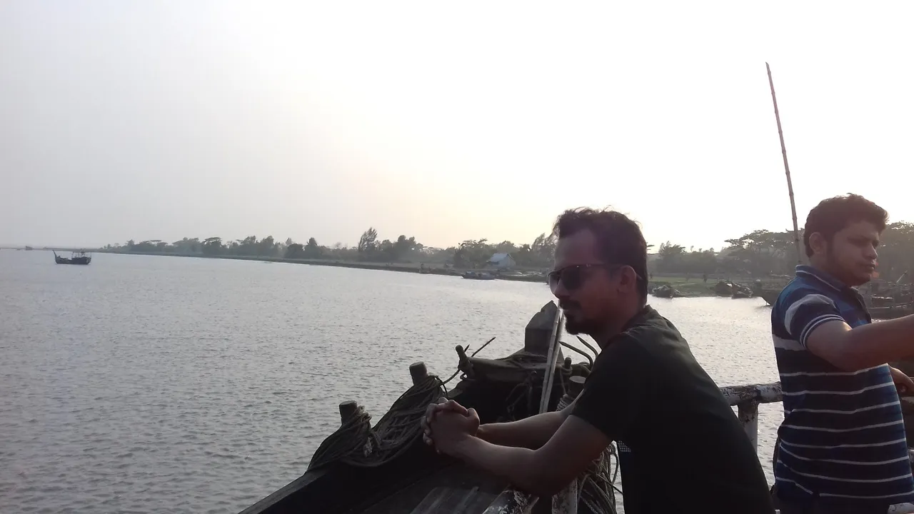 Enjoying the sight from a boat.