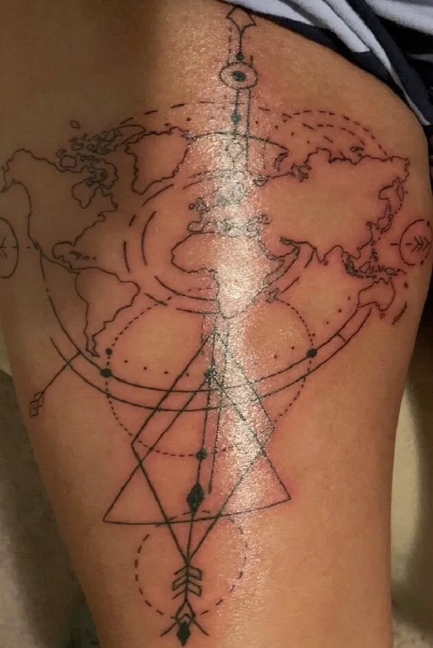 Travel tattoo idea world atlas