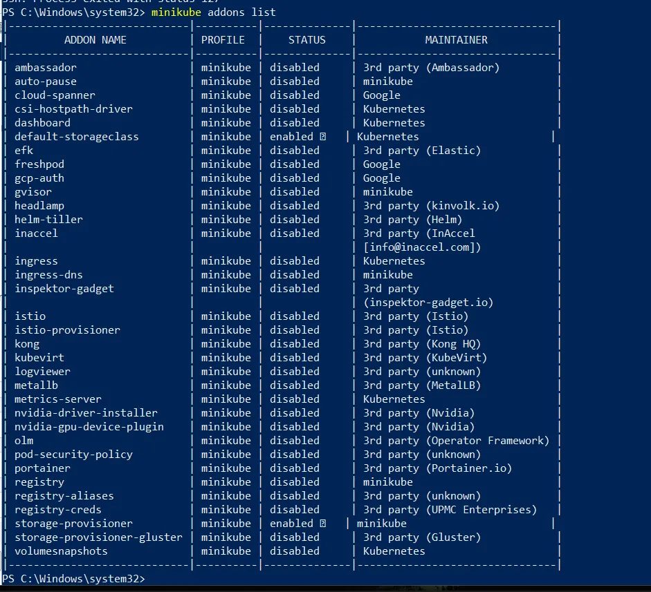 minikube-add-ons-list