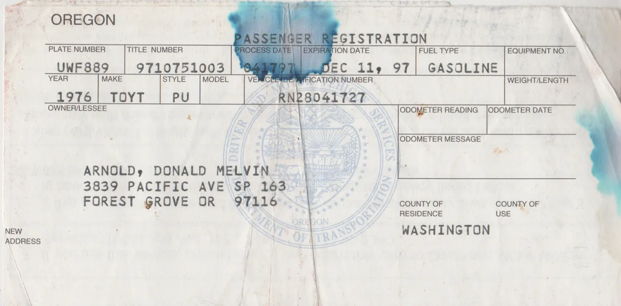 1997-12-11 - Thursday  - 1976 Toyota Passenger Registration - Don Arnold-1.png