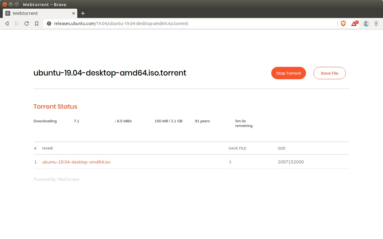 Brave - pobieranie z torrentów