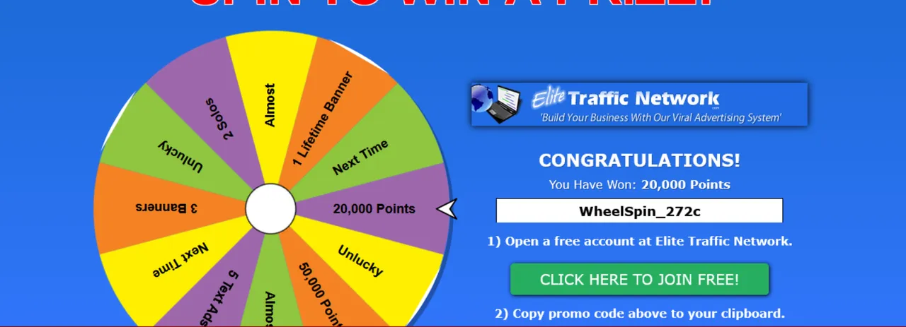 CryptoTraffic4UandEliteTrafficNetworkWon20000pointsonWheelSpin.png