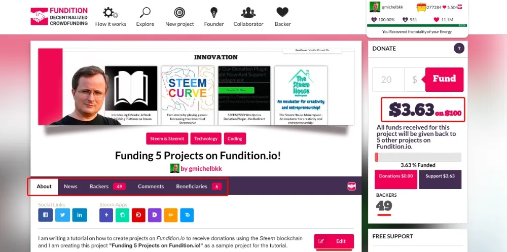 How to Create a Project on Fundition.io and Receive Donations!