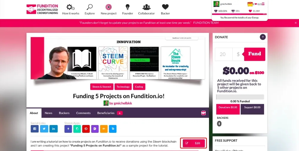 How to Create a Project on Fundition.io and Receive Donations!