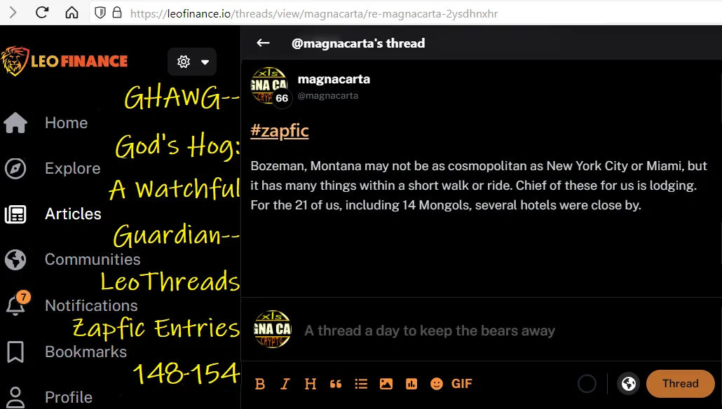 GHAWG-- God's Hog: A Watchful Guardian-- LeoThreads Zapfic Entries 148-154