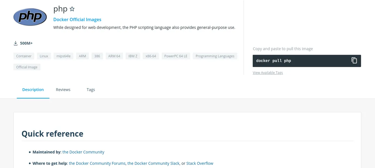 Imagen Docker oficial de PHP