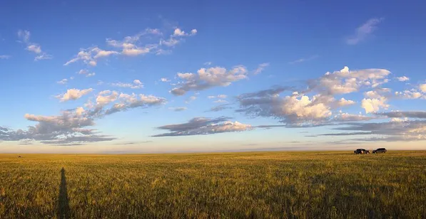 Sunrise on the Mongolian steppe