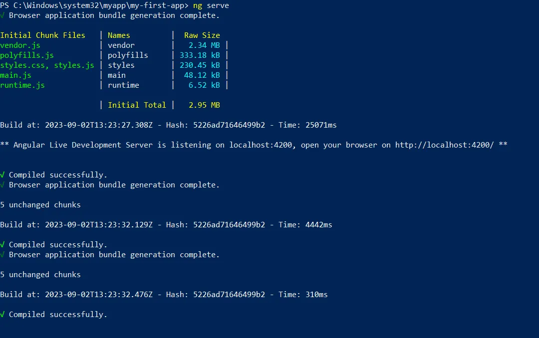 start-Angular-development-server