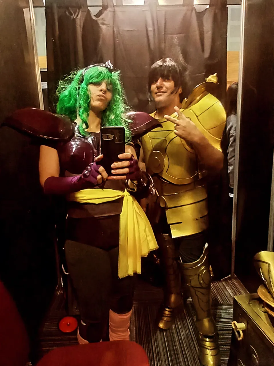 Here in the cosplayers' changing room, we're changing for the third time