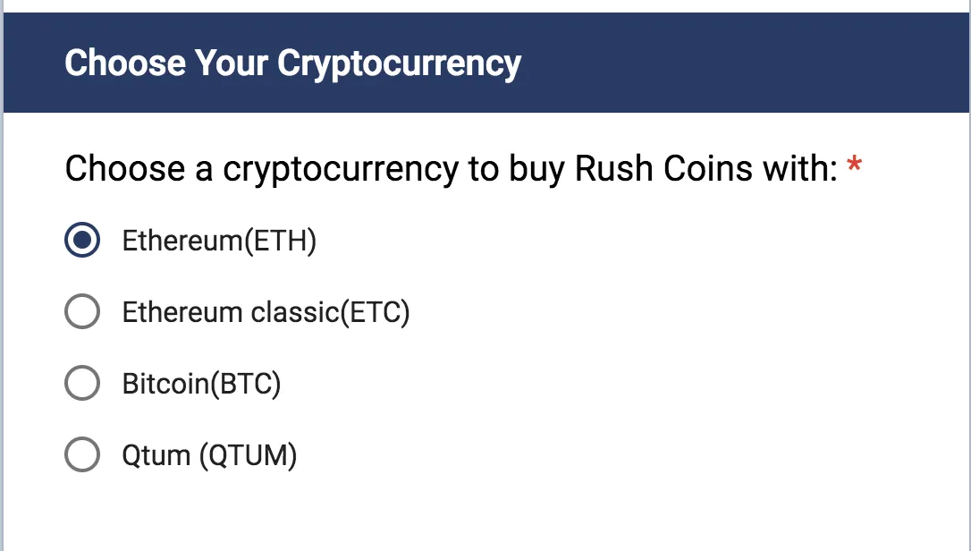 Choose the cryptocurrency you want to invest with