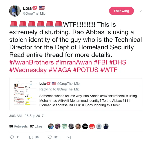 Lola💋 🇺🇸 on Twitter 🚨🚨🚨🚨🚨🚨WTF This is extremely disturbing. Rao Abbas is using a stolen identity of the guy who is the Technical Director for the Dep… https t.co sC1Emcpc5Z .png