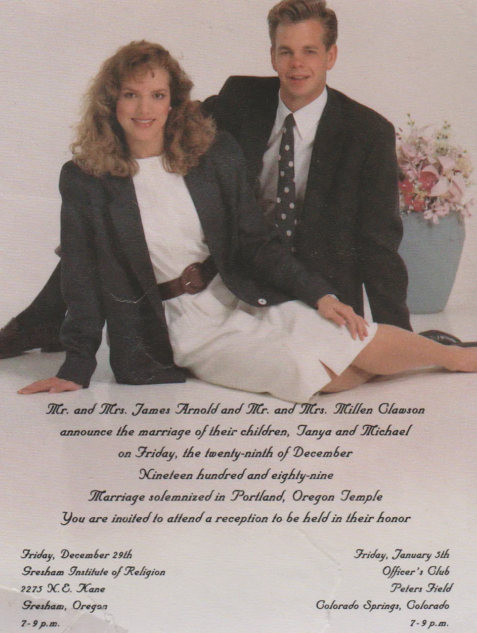 James Arnold's children wedding, Tanya & Michael in Portland, OR in December but what year.png