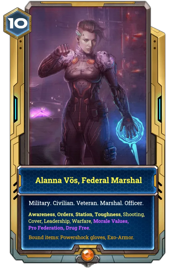 Alanna Vos is a legendary card of the Federation. This trait will be added to her.