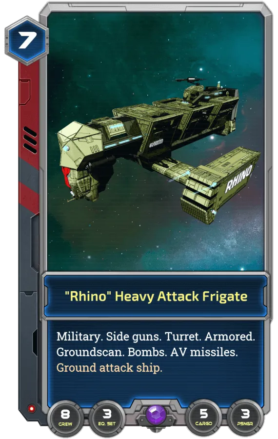 The Rhino has ground attack weapons, which can allow it to attack "alien nests" on your planet once it can take off again.