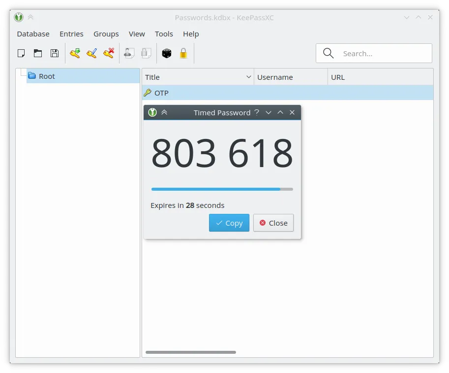 KeePassXC - Klucze TOTP