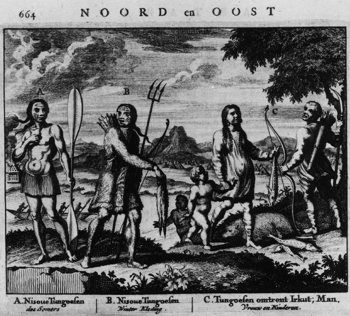 A. Nissou Tungus during the Summer | B. Nissou Tungus during the Winter. | C.Tungus people around Irkut[sk], Man. Spouse and children