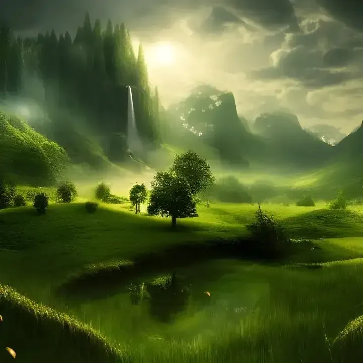 Tranquility in green meadow.