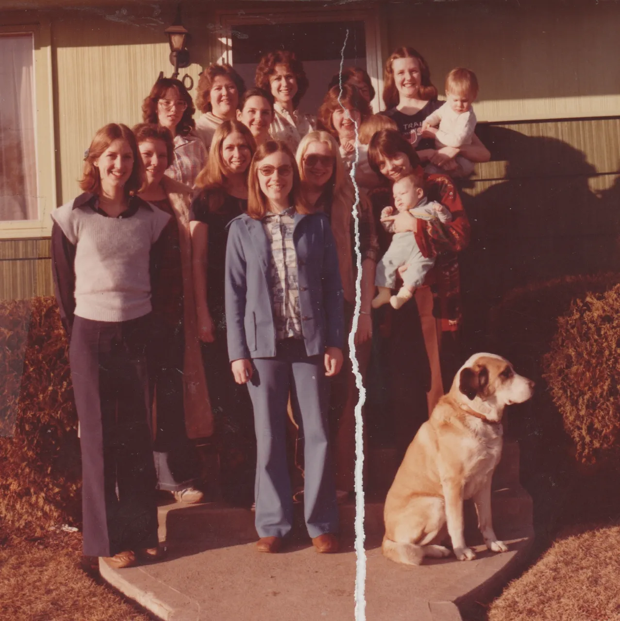 1980-01 - Baby Shower pic with the dog and church friends.jpg