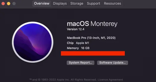 macBook Pro M1, 16 GB RAM
