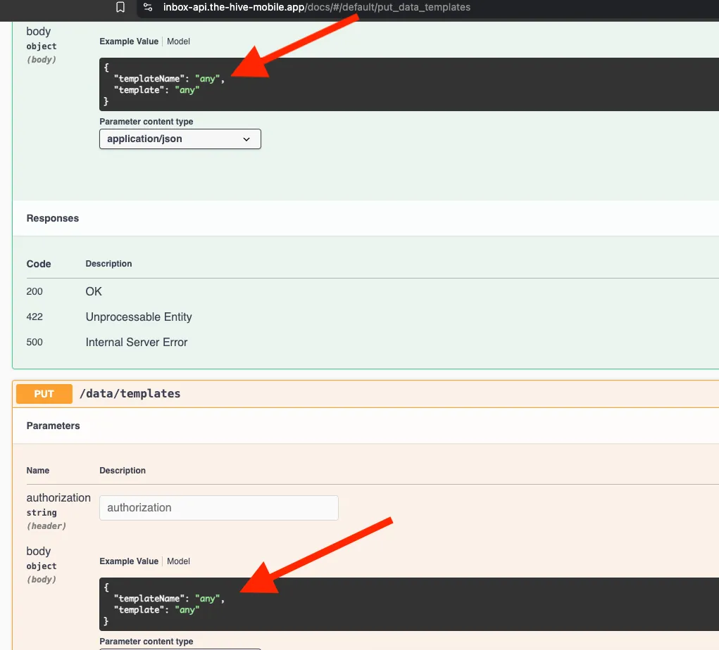 new APIs for Hive Inbox - Template Management