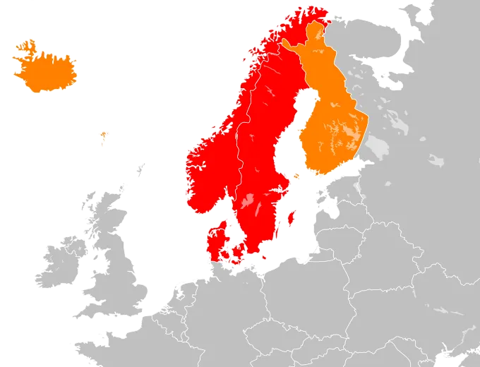 Map of Scandinavian countries from Wikipedia