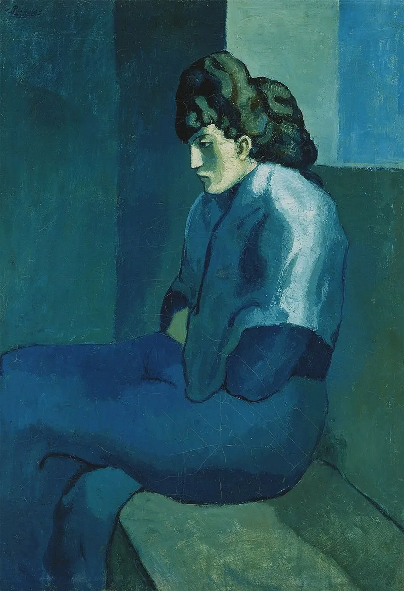800px-Pablo_Picasso,_1902-03,_Femme_assise_(Melancholy_Woman),_oil_on_canvas,_100_x_69.2_cm,_The_Detroit_Museum_of_Art.jpg