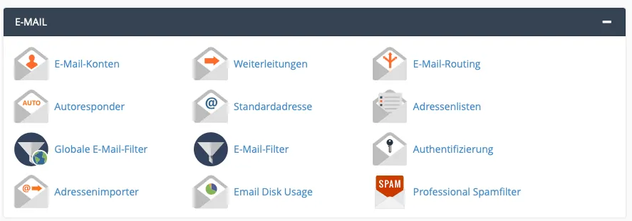 cPanel - Email Optionen