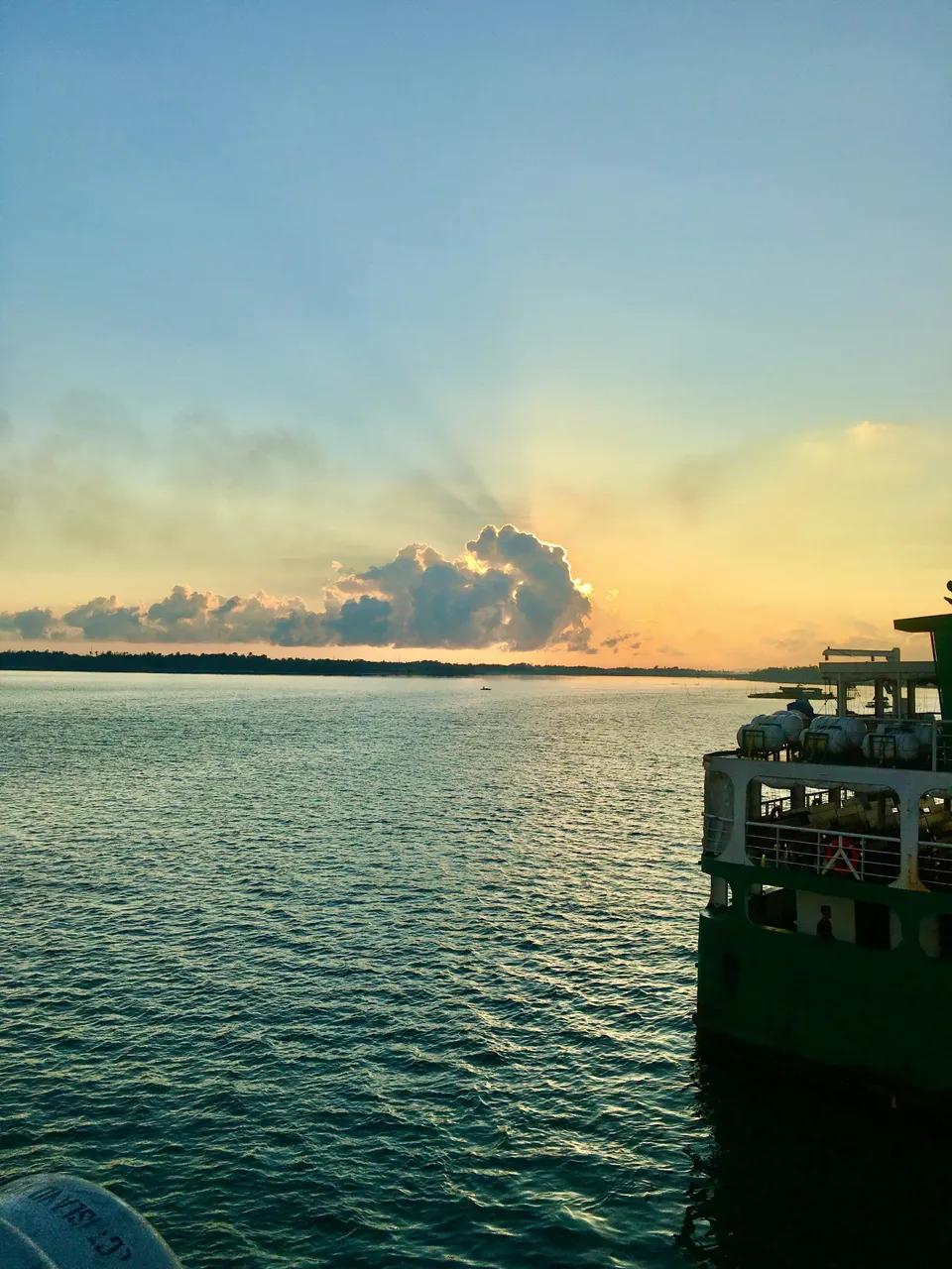 The view of the sunrise from the Super Shuttle Ferry