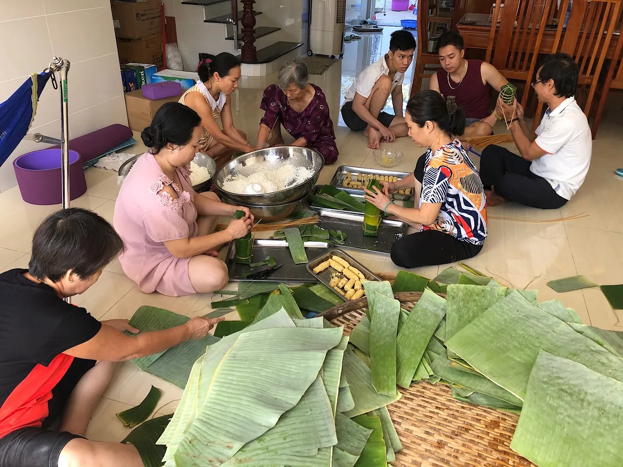 Preparing Bánh Tét