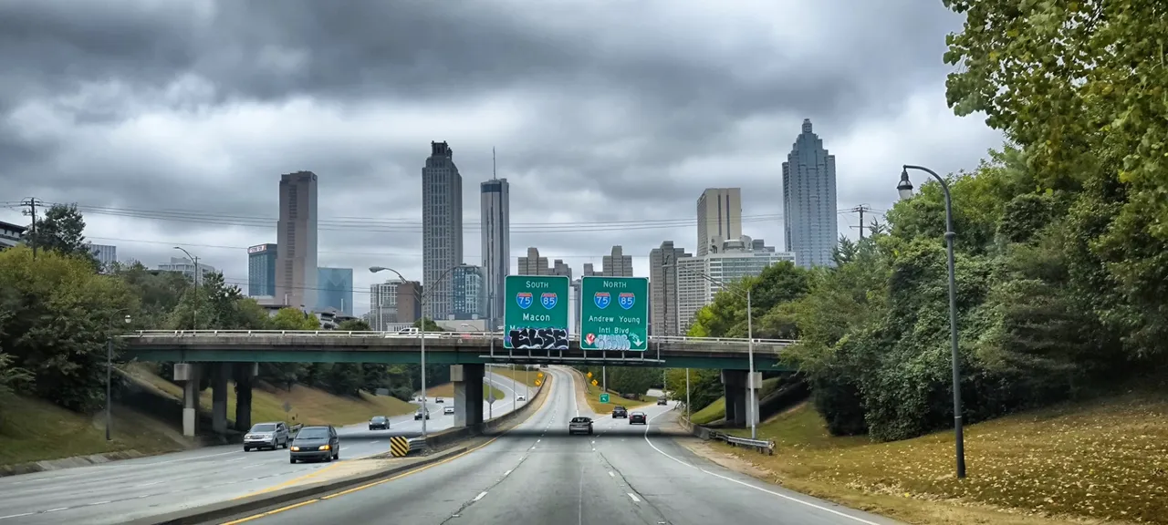 Classic view: Skyscraper and highways