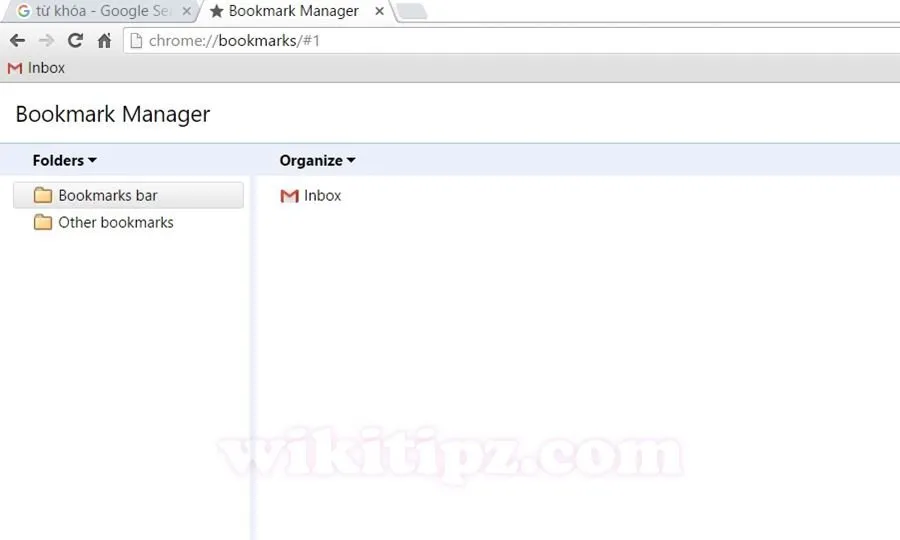 Phím tắt Quản lý Bookmark trong Chrome: Ctrl + Shift + O
