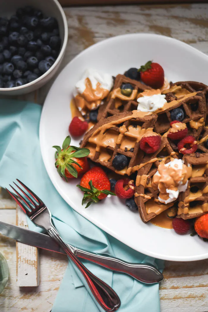 Chocolate Spelt Greek Yogurt Waffles + Maple Nut Butter Syrup (5).jpg