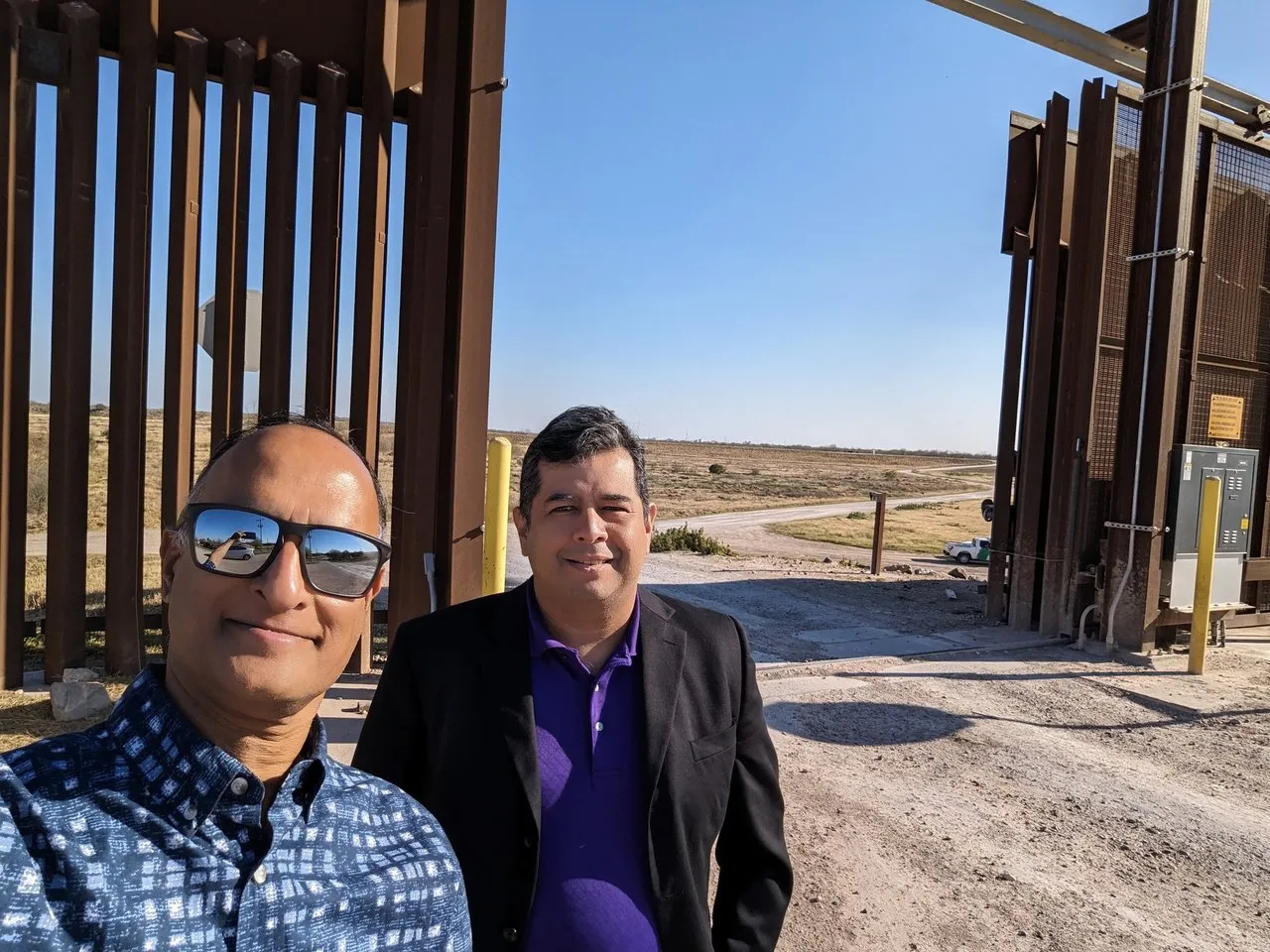 Shashi and Shaine at the Border Wall