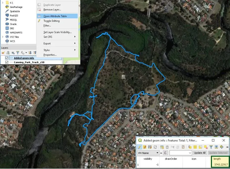 GPS track of walk around Canning River Park