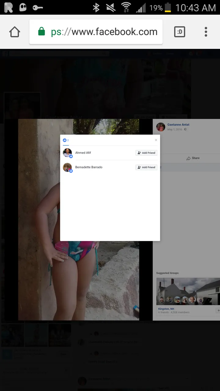 Facebook Image of Afif "Liking" Little Girl in Bathing Suit