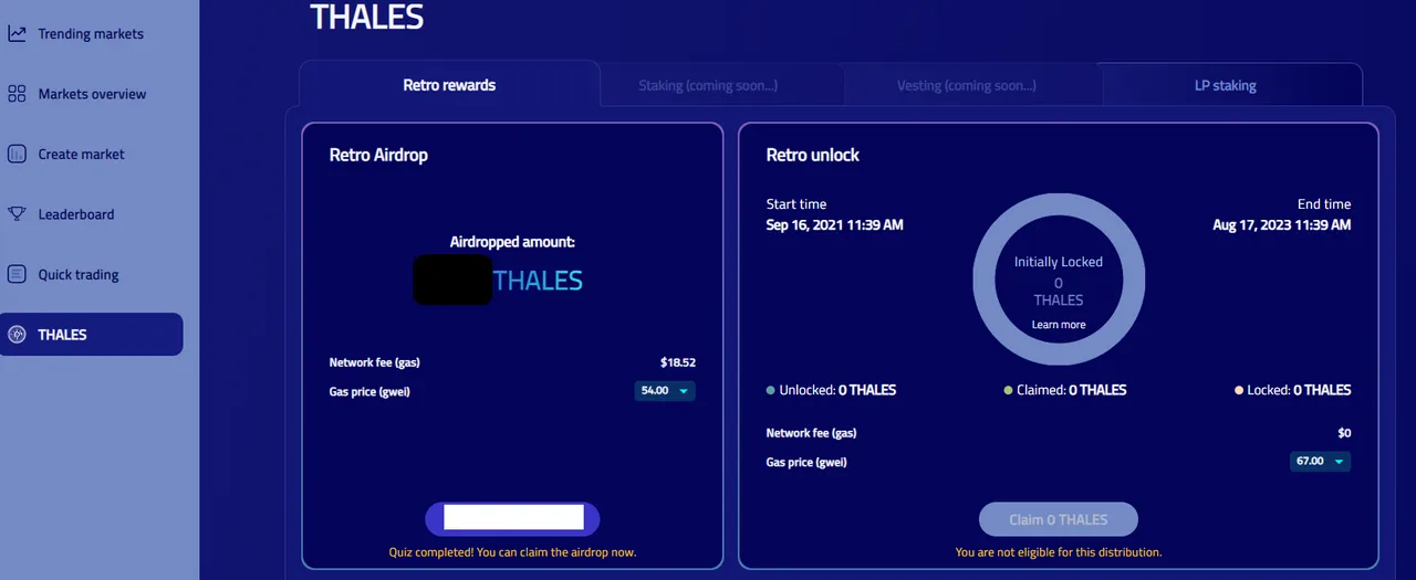 Thales airdrop for SNX stakers