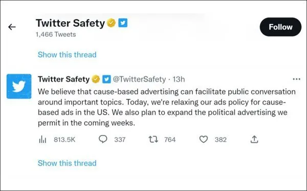 Twitter Lifts Advertising Ban on Political Content