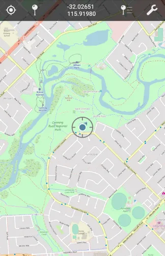 GPS location marker over Adenia Park