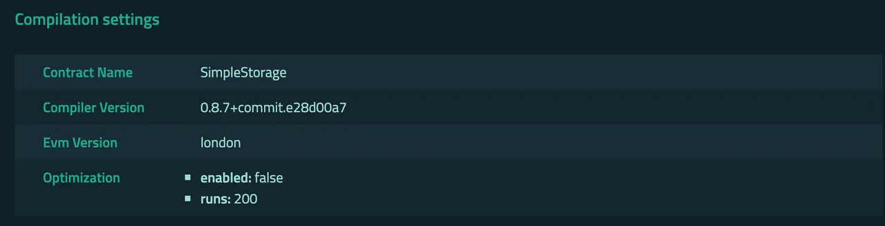 Compilation settings