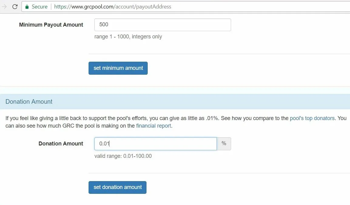 Earnings settings