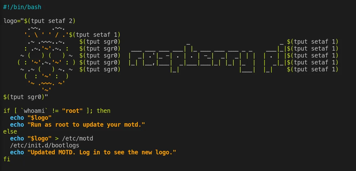 A personnal MOTD : code