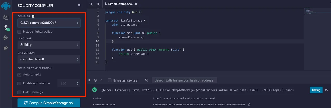 Compiler settings - remix